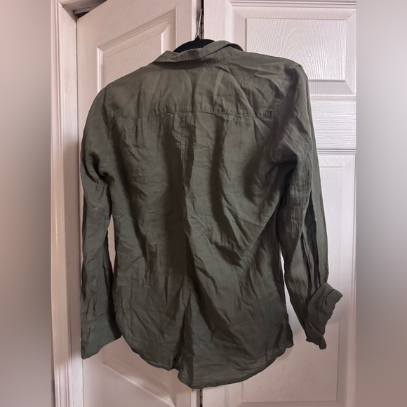 Olive Green Button-Up Shirt Frank & Eileen size small - Picture 4 of 4